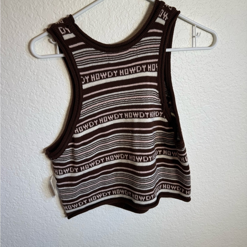 BEYOND THE RADAR WOMEN'S HOWDY STRIPE KNIT SWEATER CROPPED TANK TOP boot barn - Picture 11 of 11